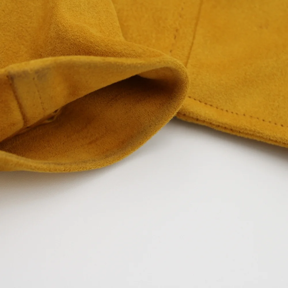 Forever 21 Women’s Mustard Yellow Microsuede Moto Jacket – Size L - Picture 6 of 13